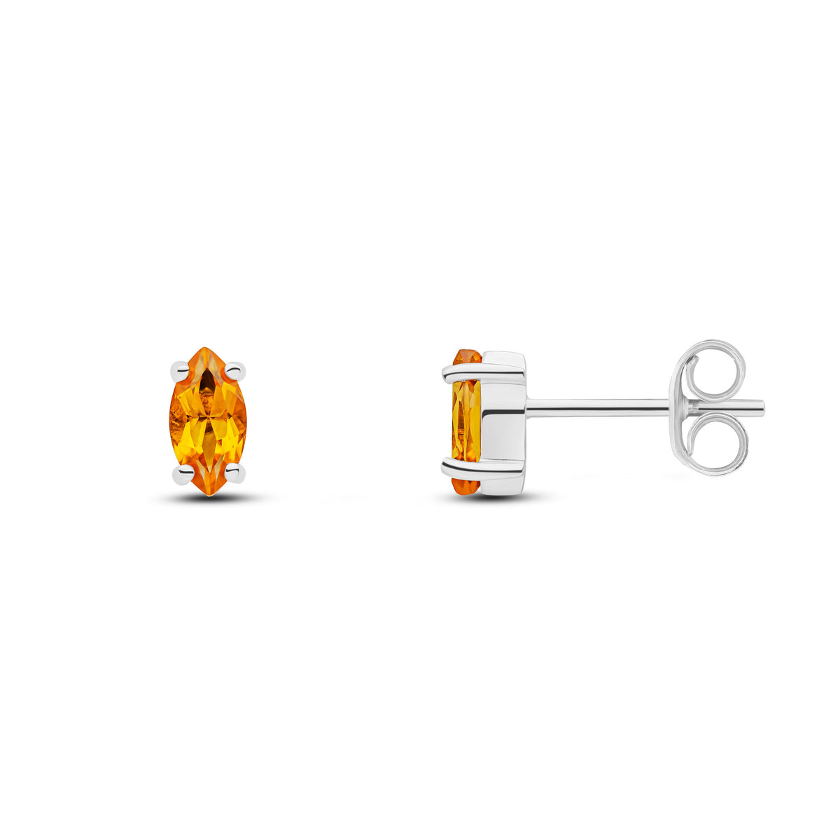 9CT WG 6X3MM MARQUISE CITRINE CLAW EARRINGS
