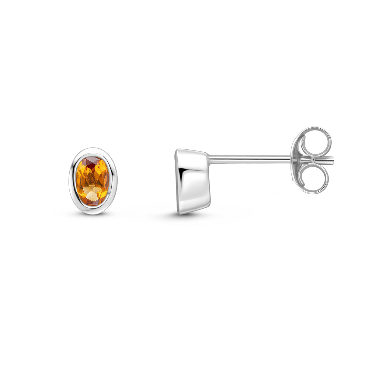 9CT WG 4X3 OVAL CITRINE RUBOVER SET EARRINGS