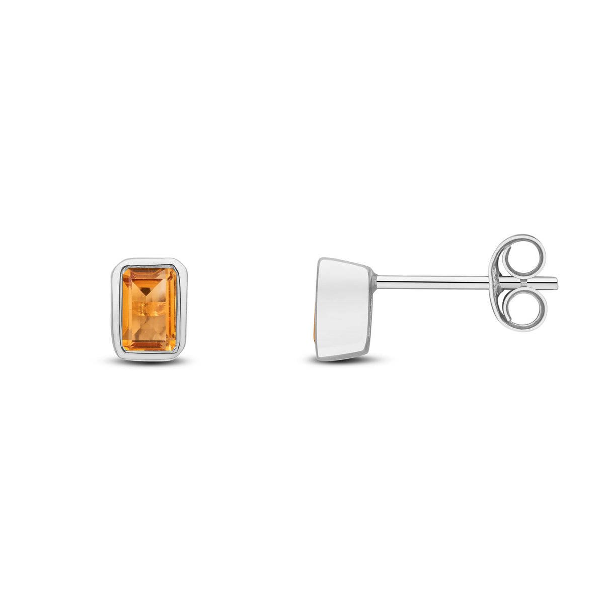 9CT WG 5X3 OCTAGON CITRINE RUBOVER SET EARRINGS