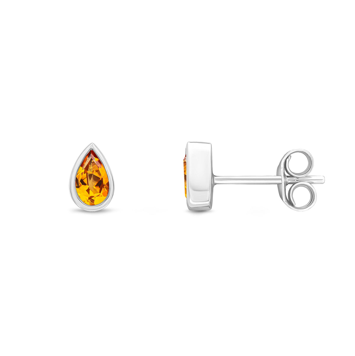 9CT WG 5X3 PEARSHAPE CITRINE RUBOVER SET EARRINGS