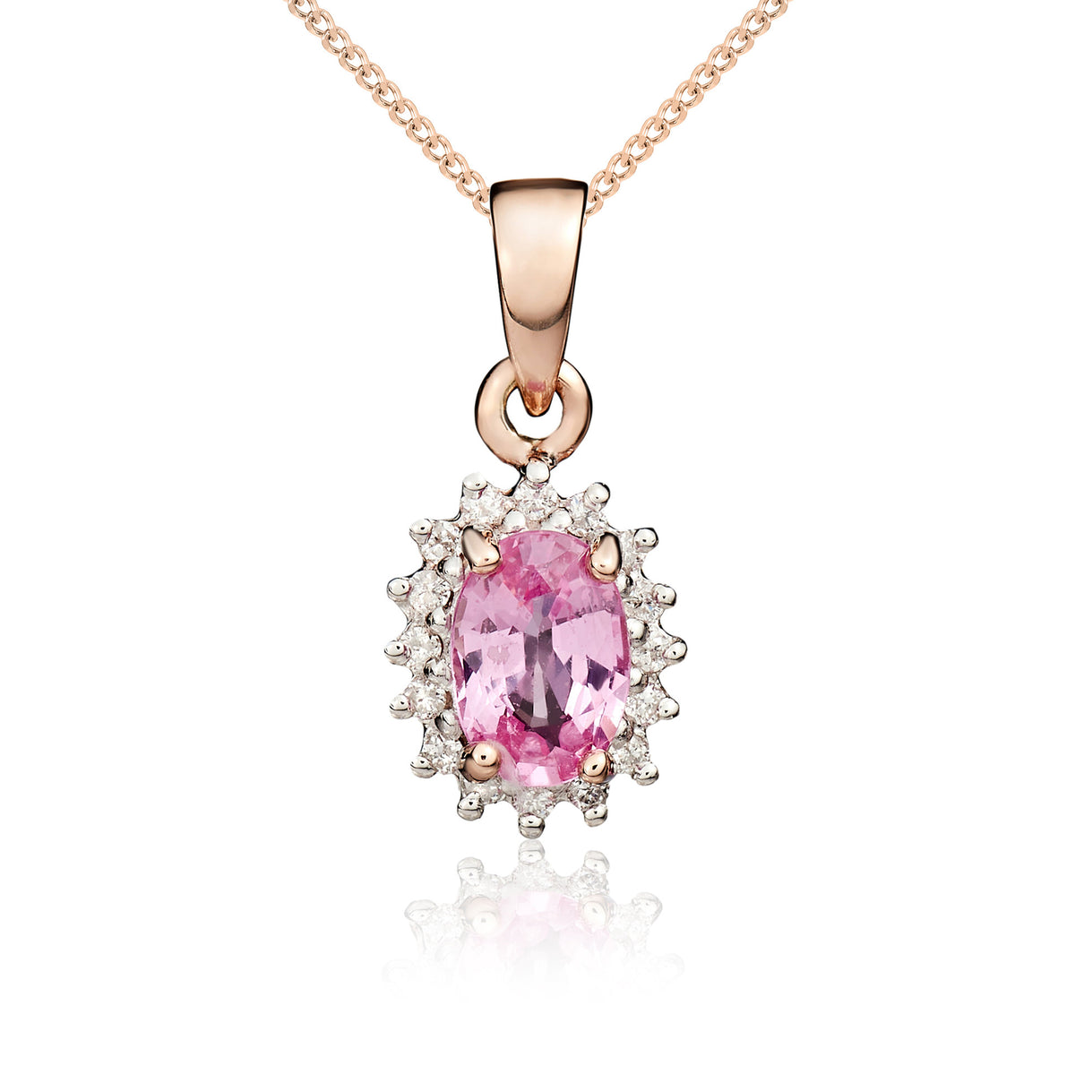 9RG OVAL PINK SAPPHIRE & DIAMOND CLUSTER CLAW PENDANT  * STONES UNAVAILABLE SO CANNOT ORDER *