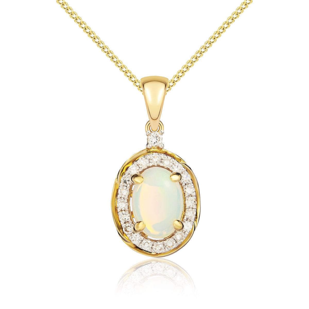 9YG 7X5 OVAL OPAL & DIA CLUS.