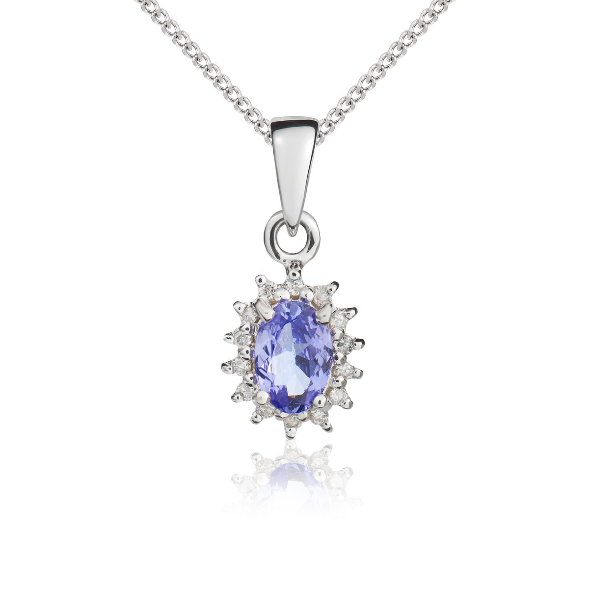 9WG OVAL 6X4 TANZANITE & DIAMOND CLUSTER CLAW PENDANT