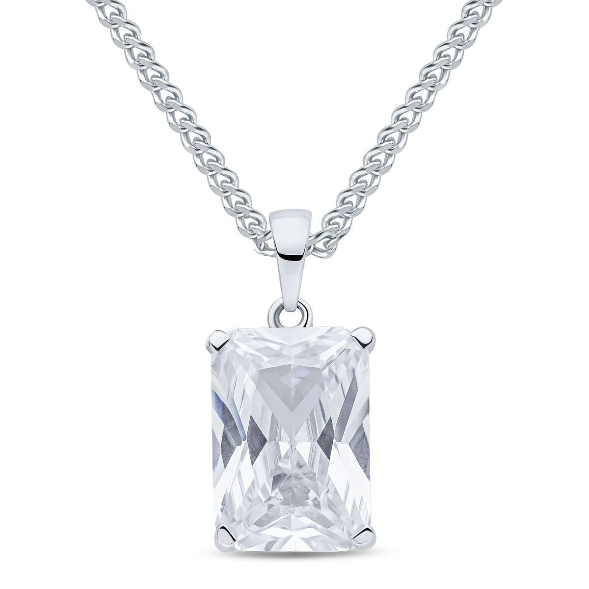 9CT WG 14X10MM OCTAGON CZ CLAW SET PENDANT