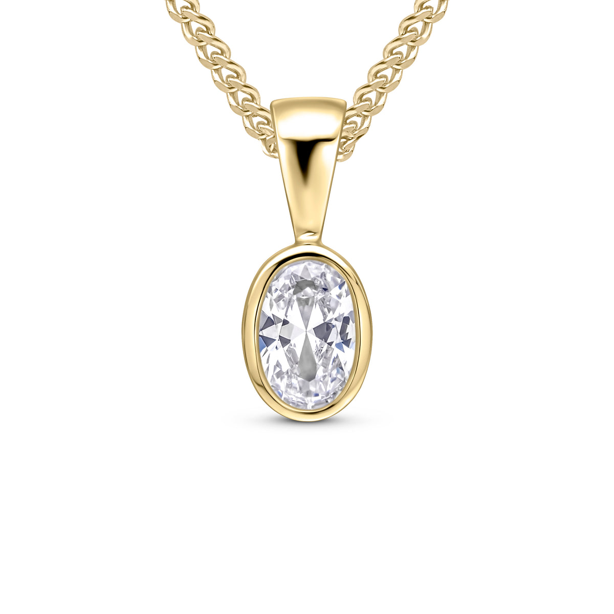 9CT YG 6X4 OVAL CZ RUBOVER PENDANT