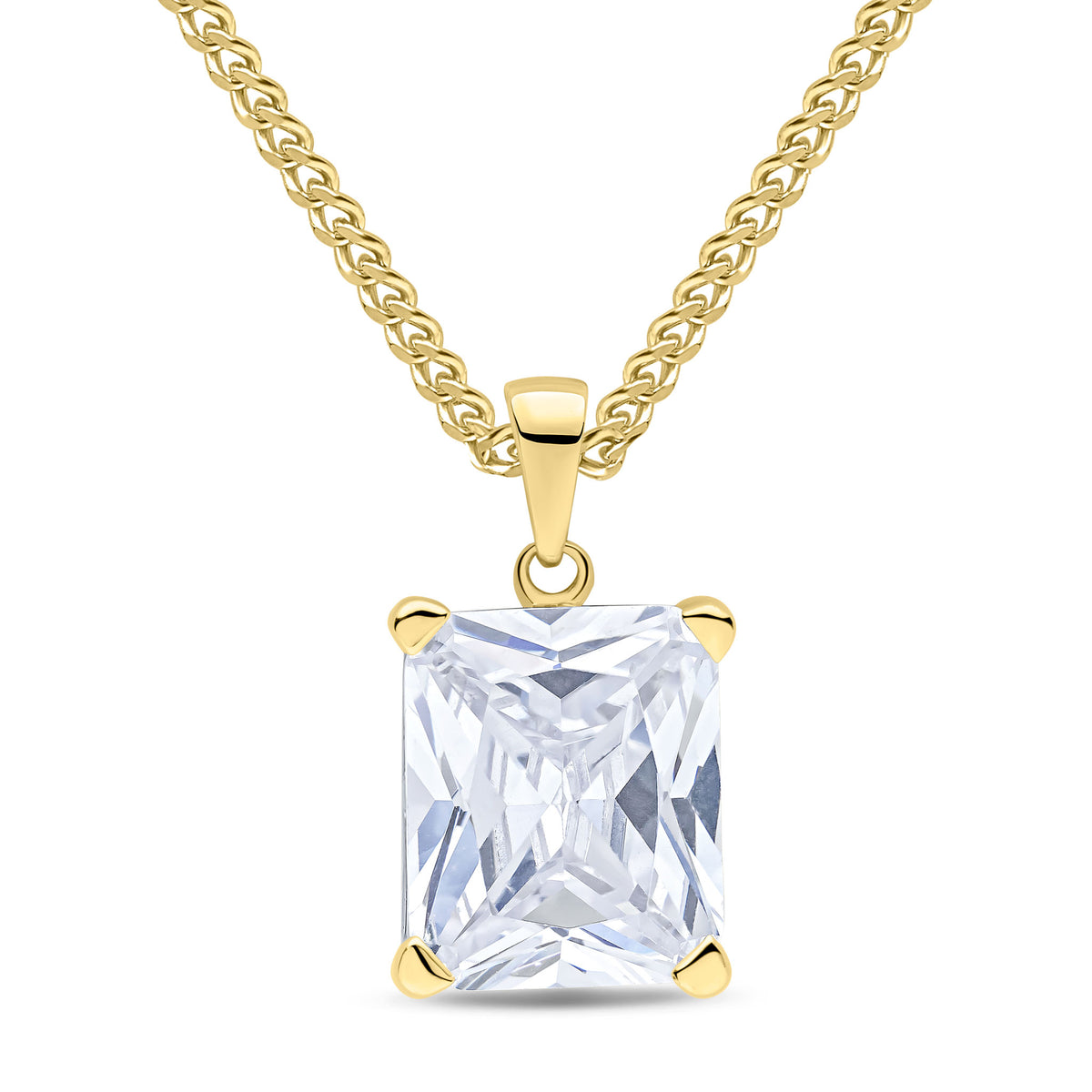 9CT YG 12X10 OCTAGON CZ CLAW SET PENDANT