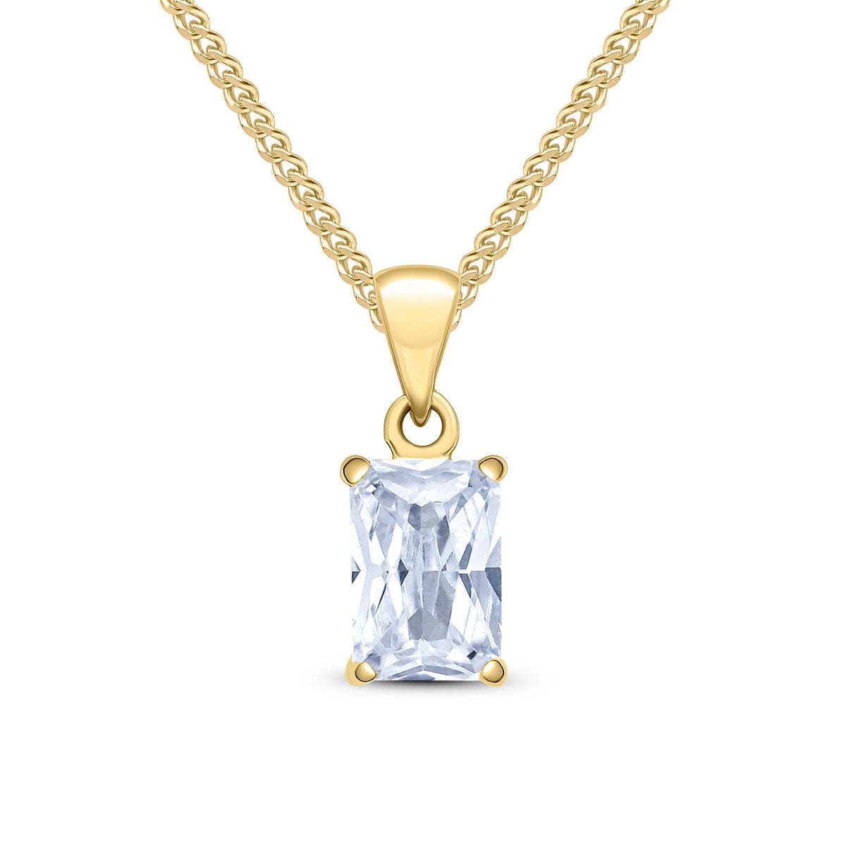 9CT YG 7X5 OCTAGON CZ CLAW SET PENDANT