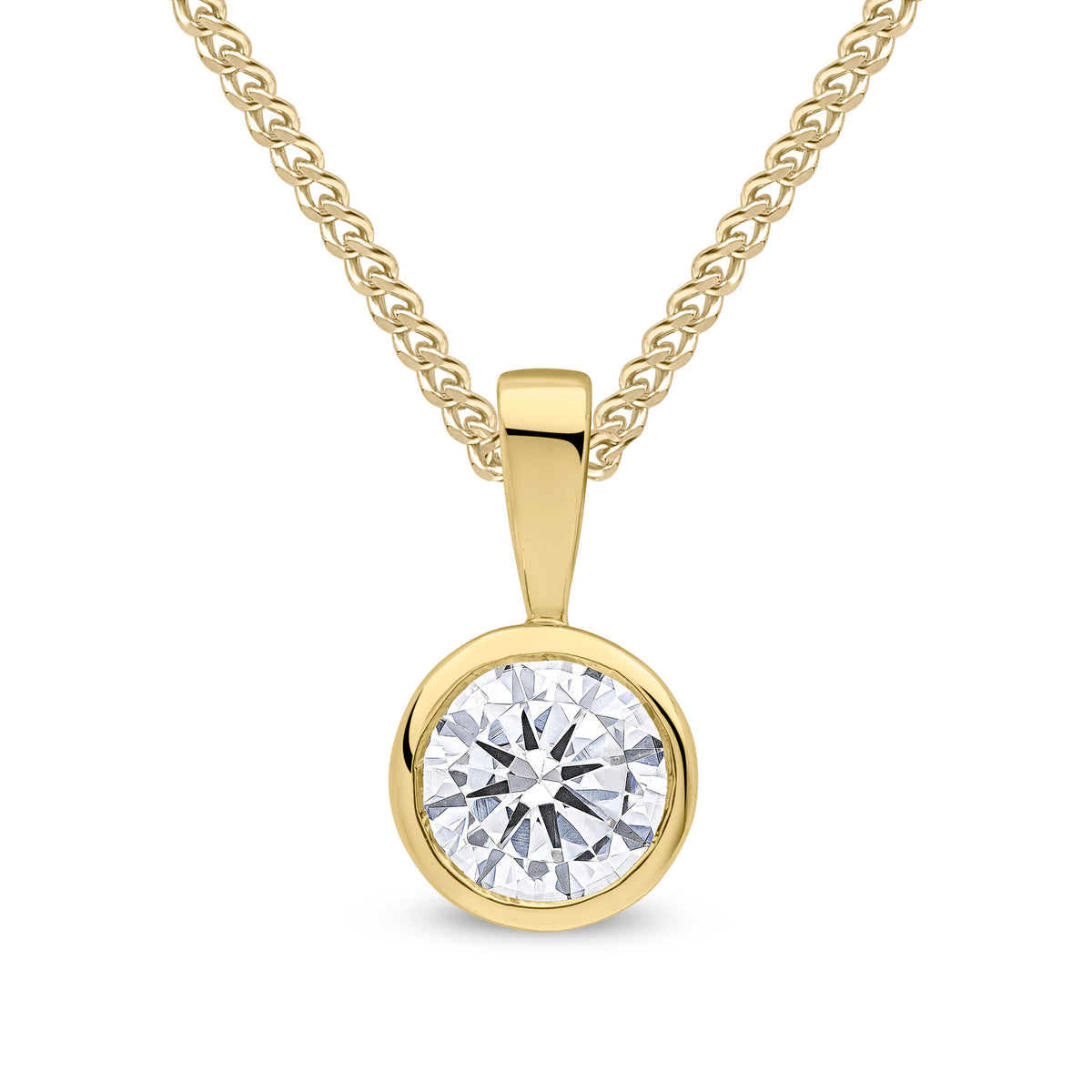 9CT YG 6MM ROUND CZ RUBOVER PENDANT