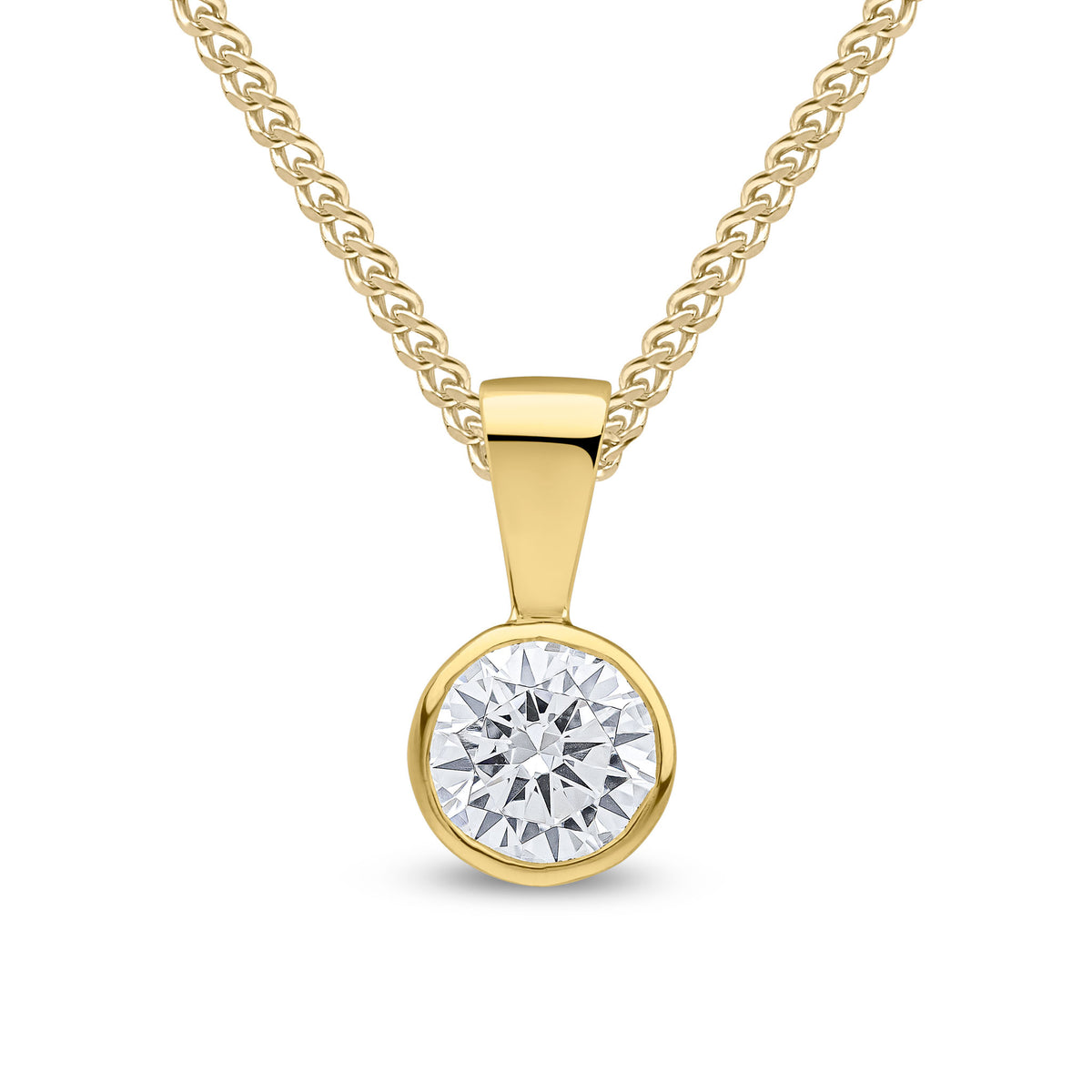 9CT YG 5MM ROUND CZ RUBOVER PENDANT