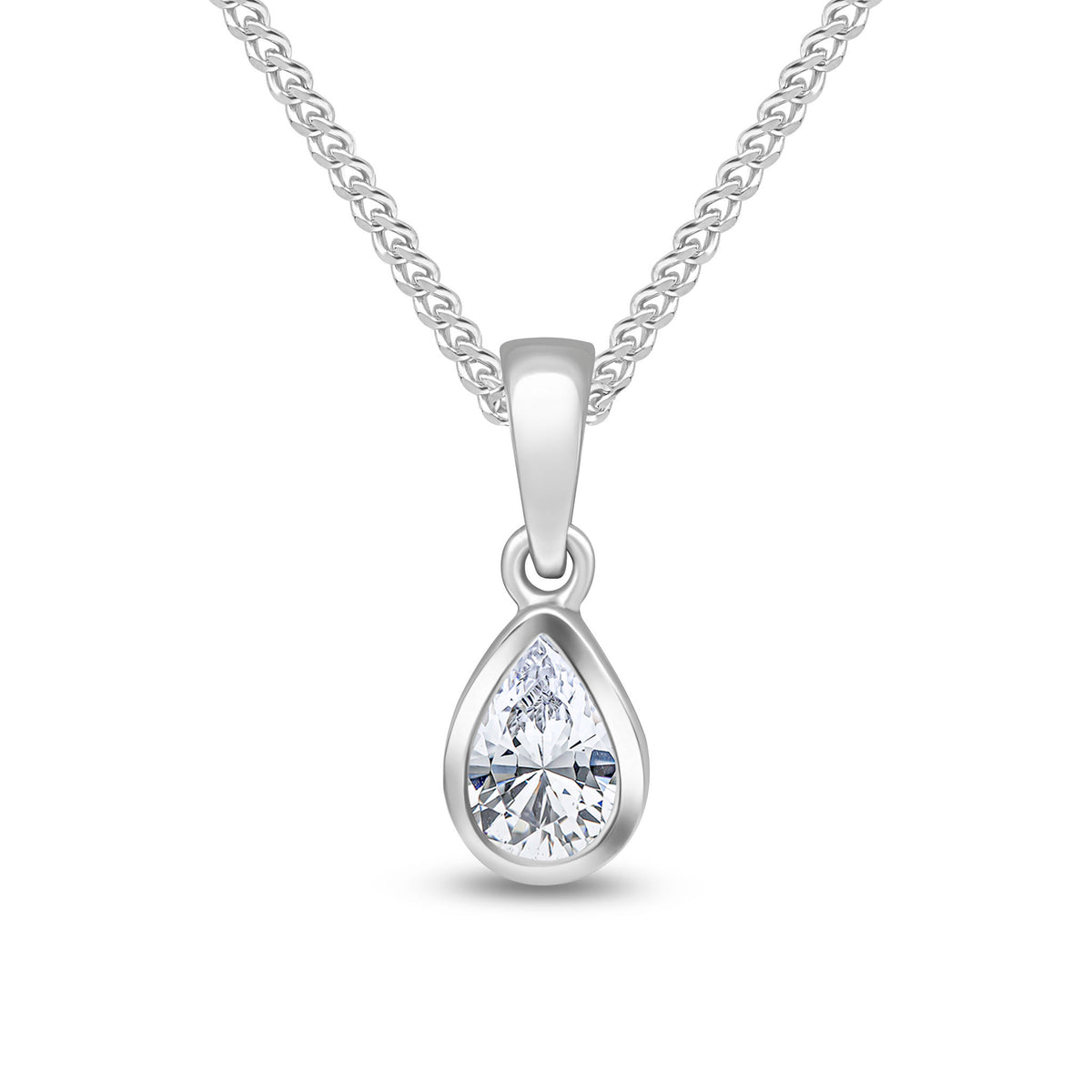 9CT WG 6X4 PEARSHAPE CZ RUBOVER SINGLE STONE PENDANT