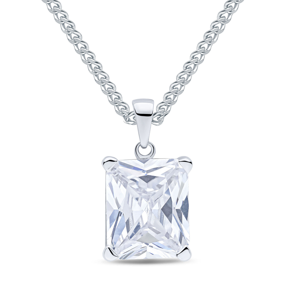 9CT WG 12X10 OCTAGON CZ CLAW SET PENDANT