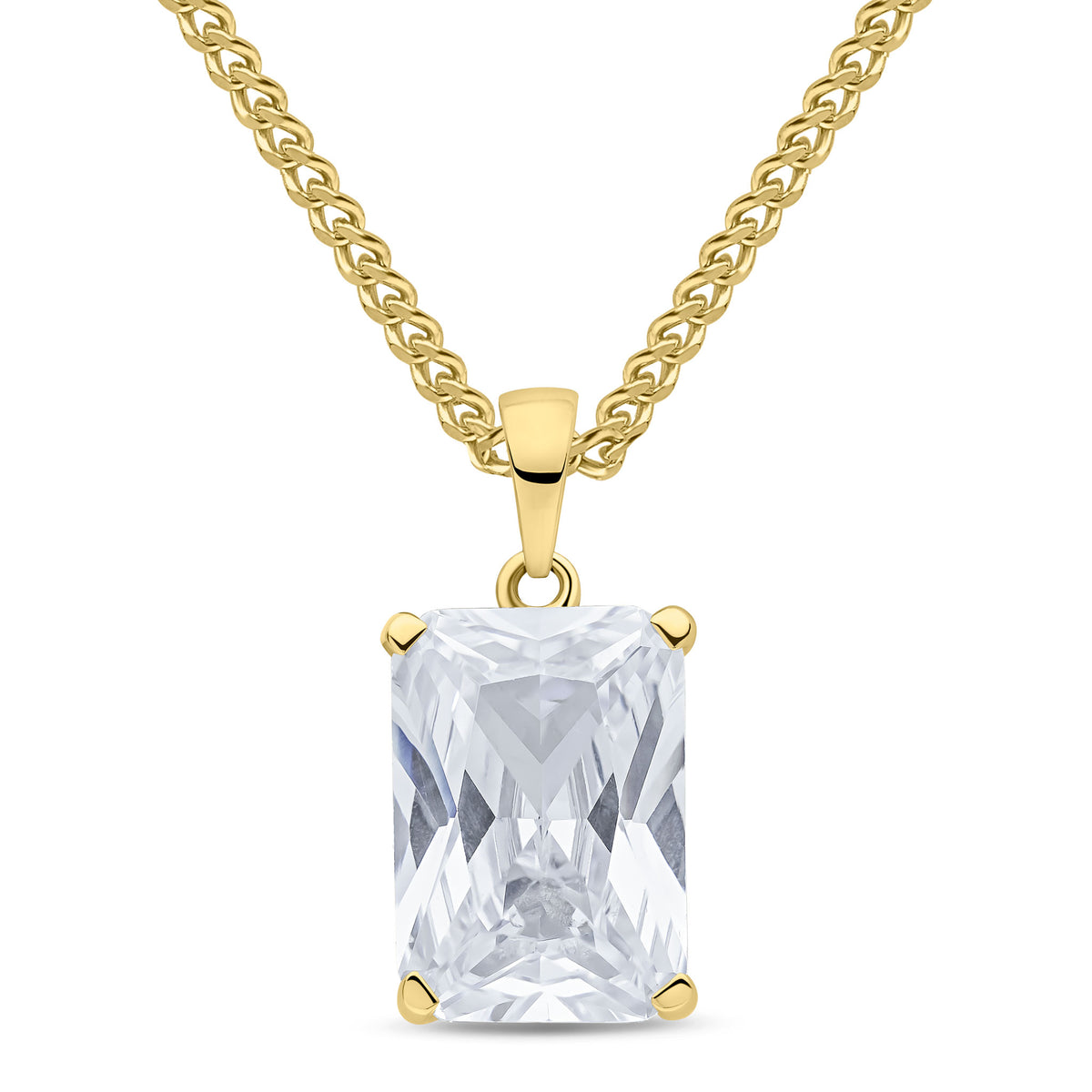 9CT YG 14X10MM OCTAGON CZ CLAW SET PENDANT