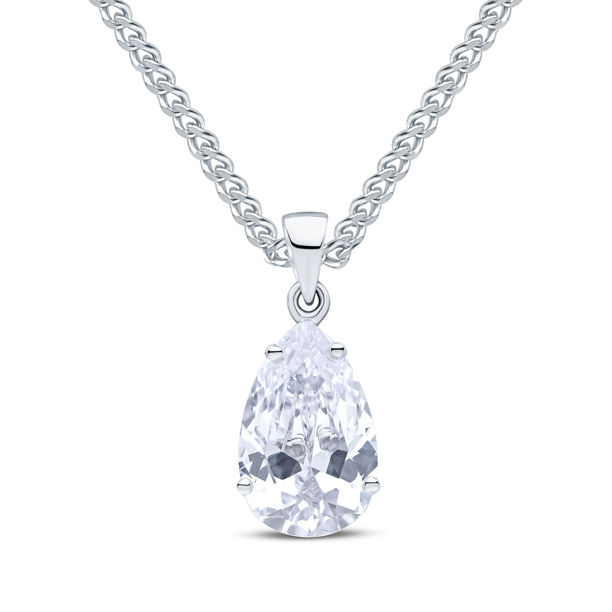 9CT WG 14X9 PEARSHAPE CZ CLAW SET PENDANT
