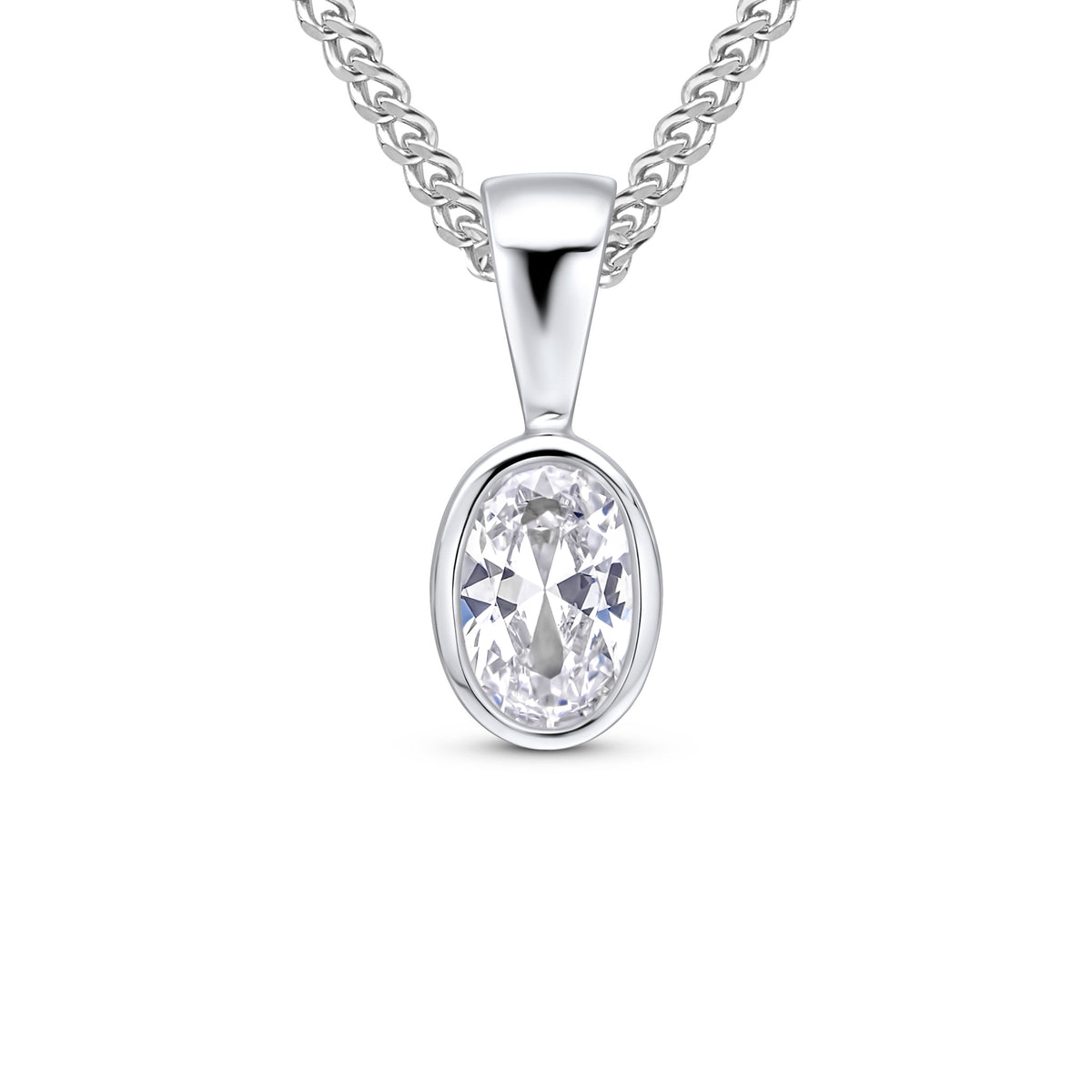 9CT WG 6X4 OVAL CZ RUBOVER PENDANT