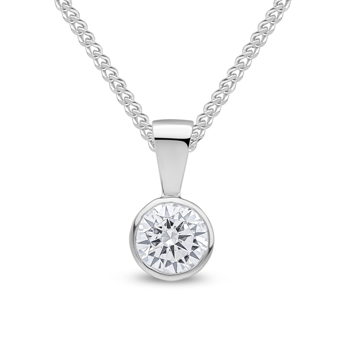 9CT WG 5MM ROUND CZ RUBOVER PENDANT