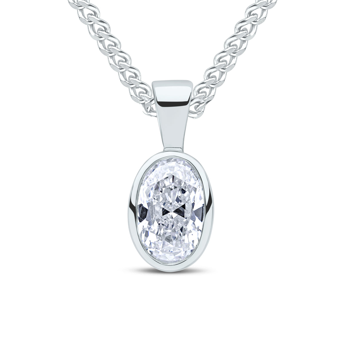 9CT WG 7X5 OVAL CZ RUBOVER PENDANT