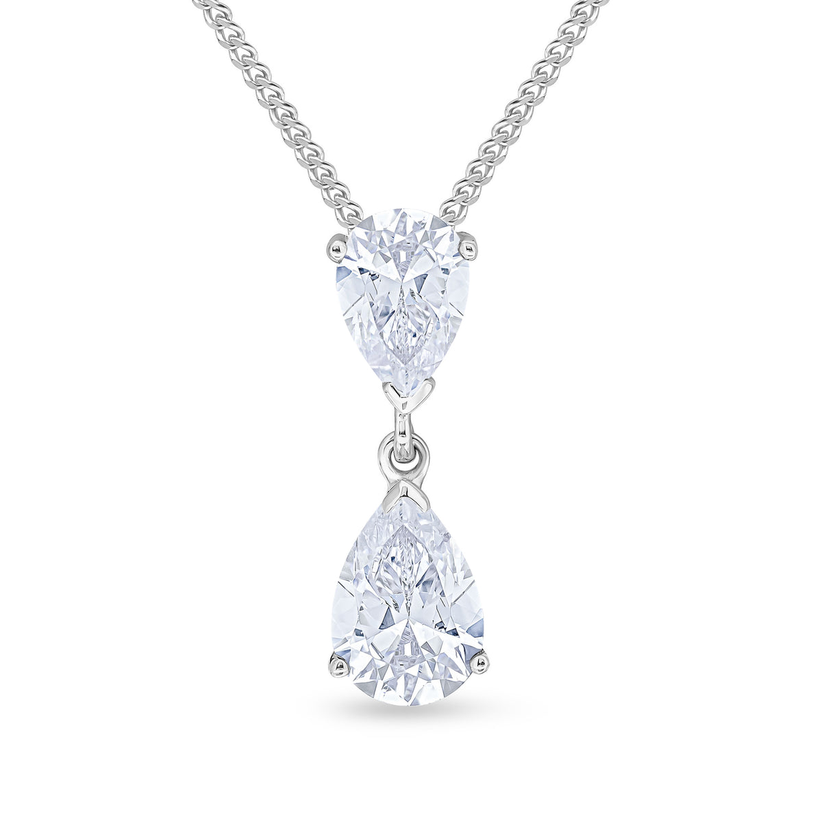 9CT WG PEARSHAPE CZ 2ST CLAW SET PENDANT