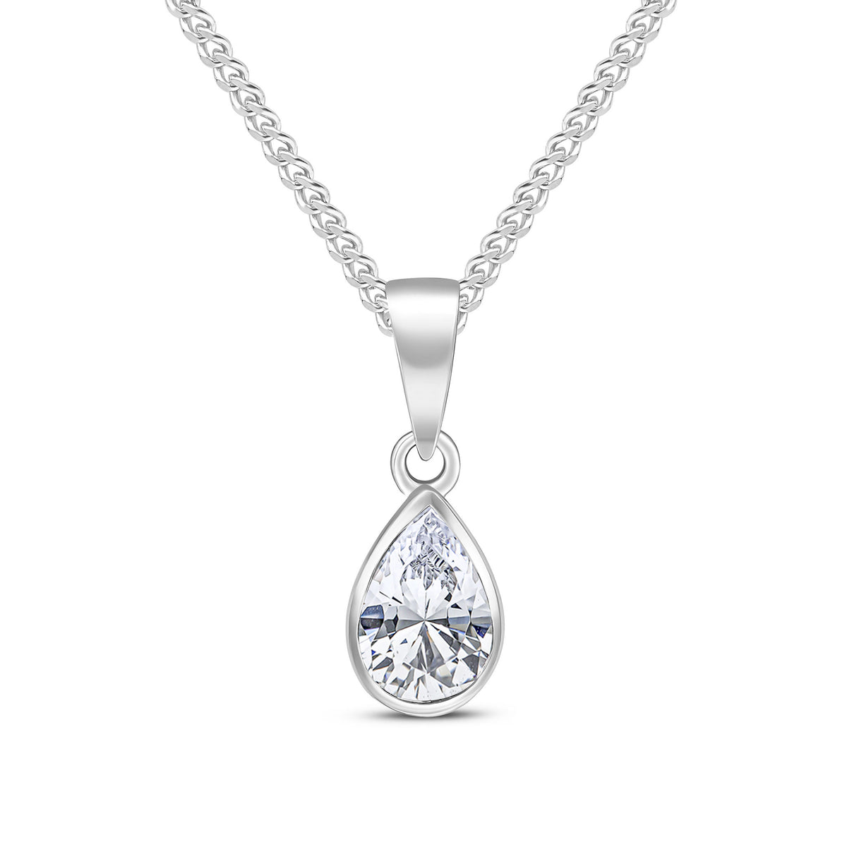 9CT WG 7X5 PEARSHAPE CZ RUBOVER PENDANT
