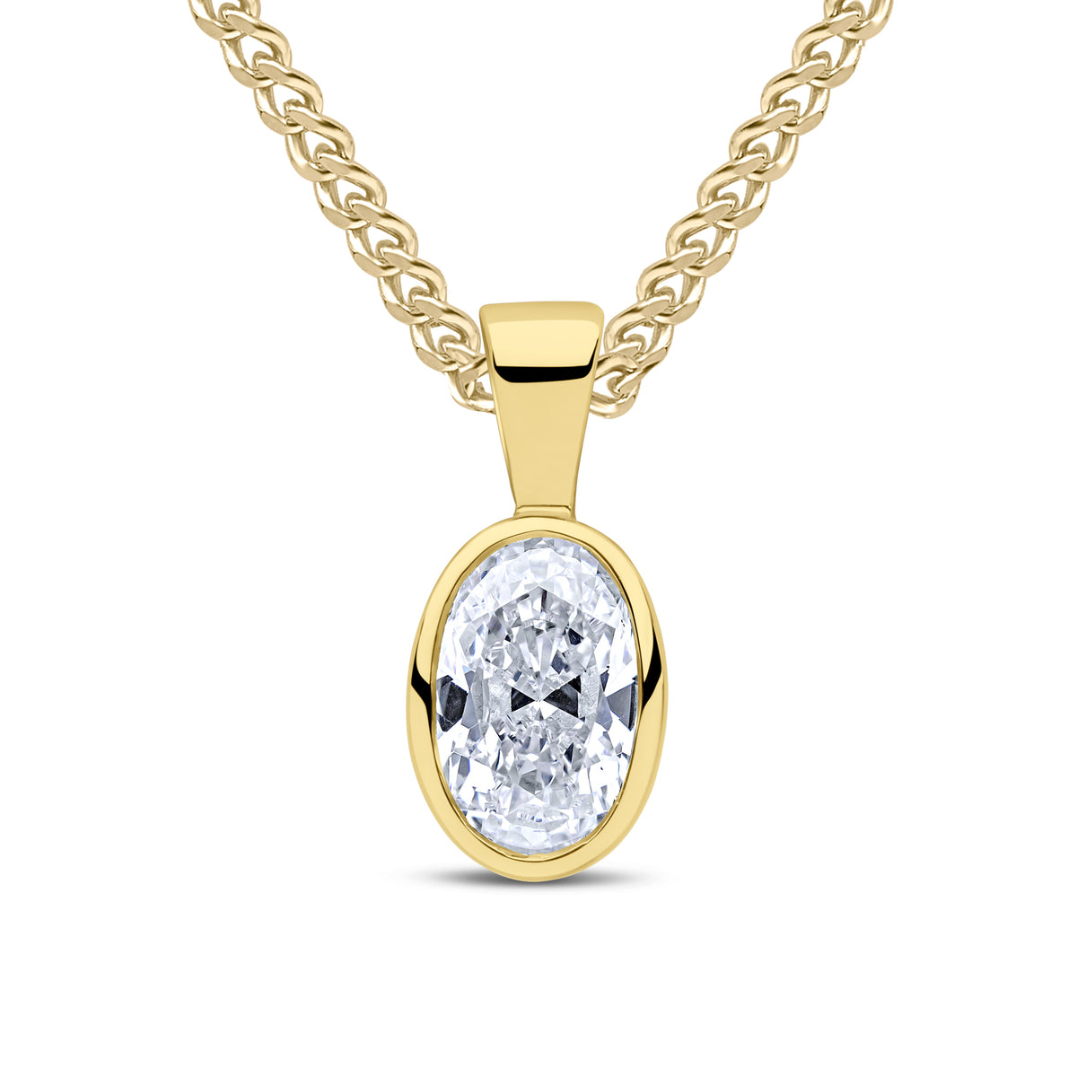 9CT YG 7X5 OVAL CZ RUBOVER PENDANT
