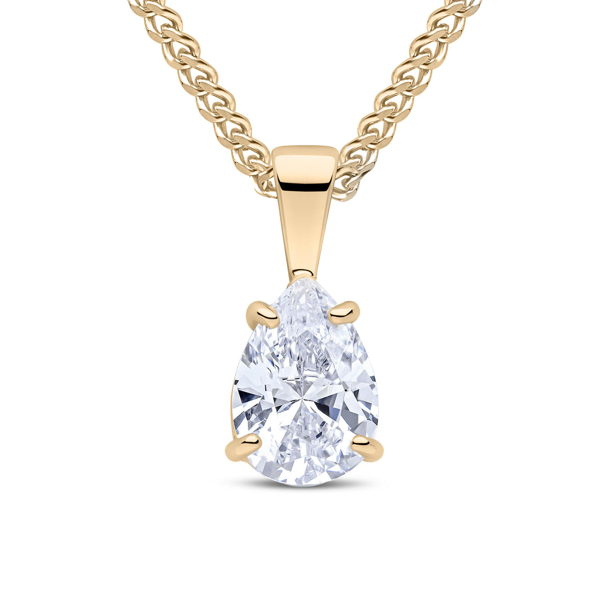 9CT YG 10X7 PEARSHAPE CZ CLAW SET PENDANT