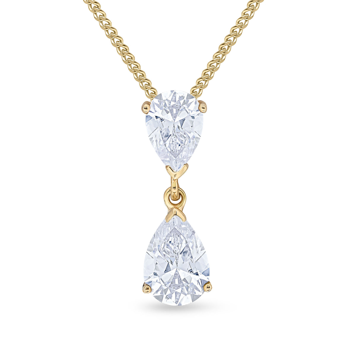 9CT YG PEARSHAPE CZ 2ST CLAW SET PENDANT