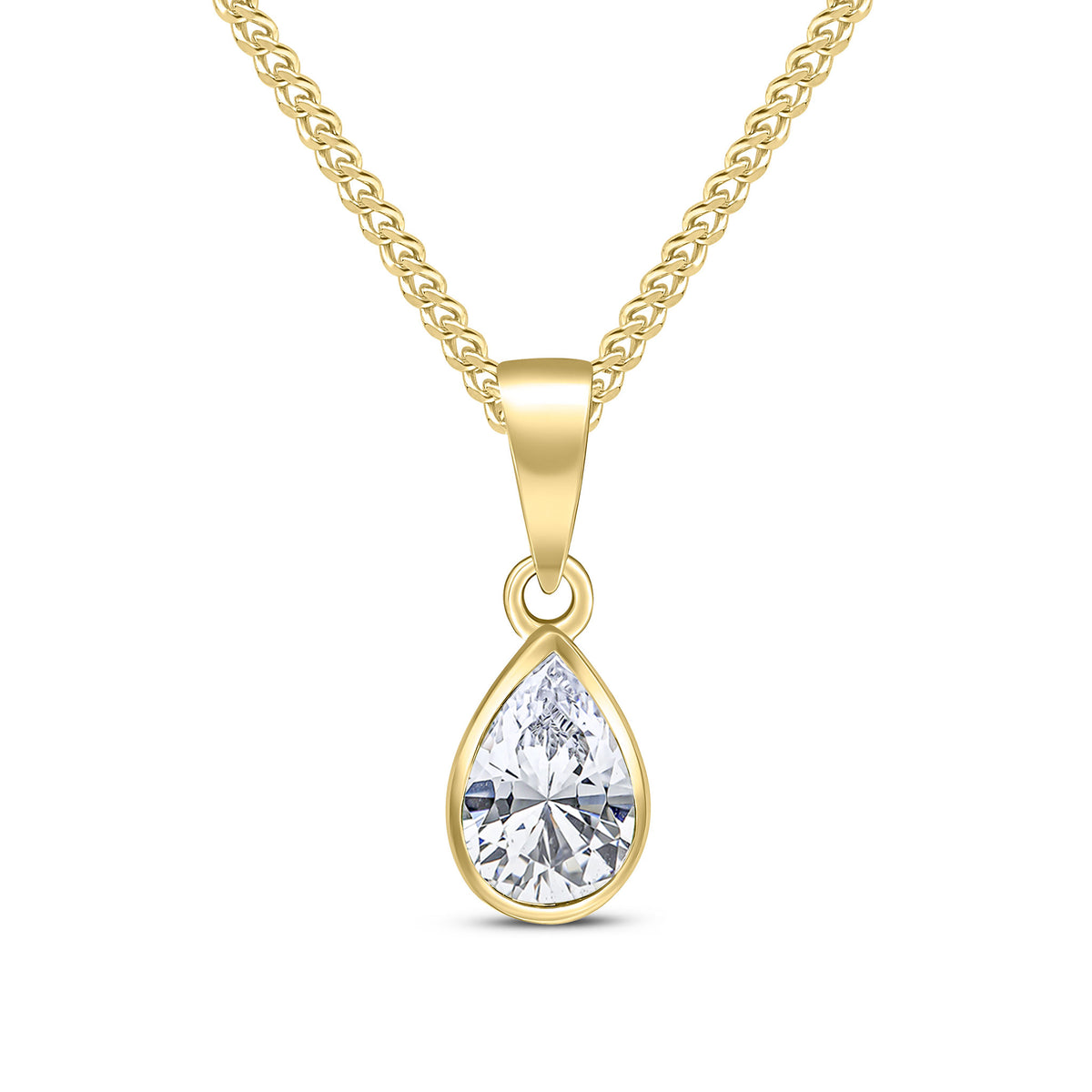9CT YG 7X5 PEARSHAPE CZ RUBOVER PENDANT