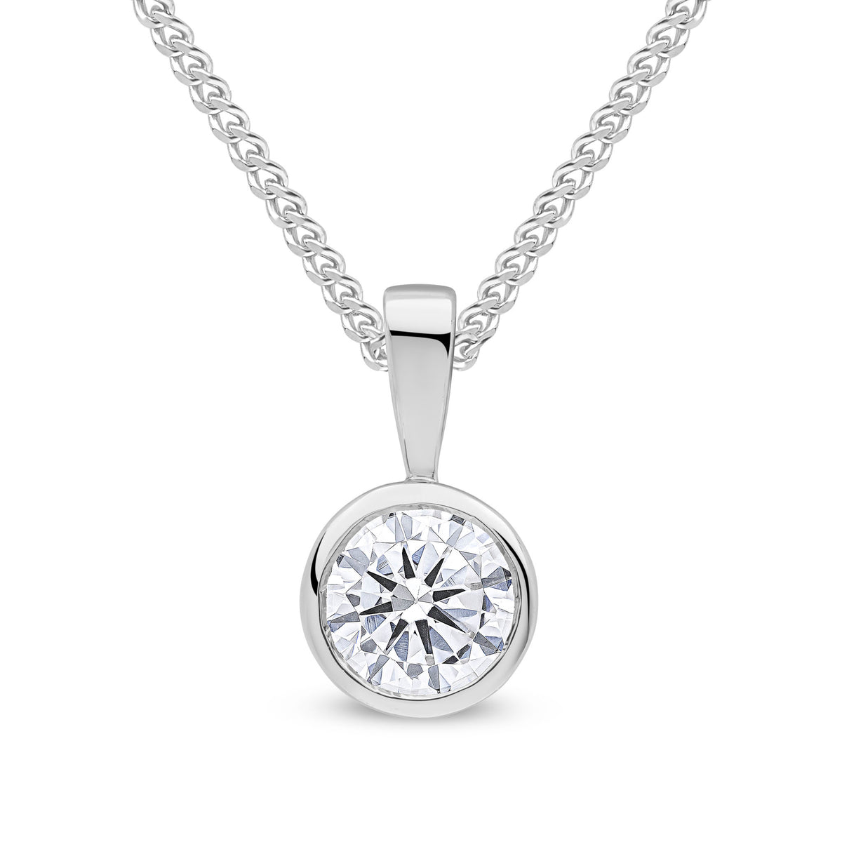 9CT WG 6MM ROUND CZ RUBOVER PENDANT