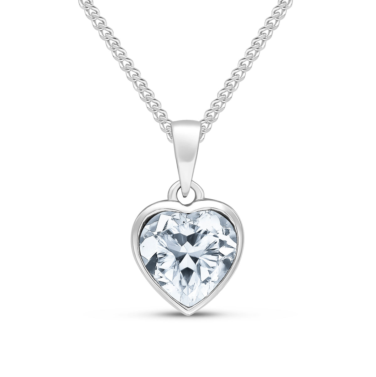 9CT WG 8MM HEARTSHAPE CZ RUBOVER SINGLE STONE PENDANT