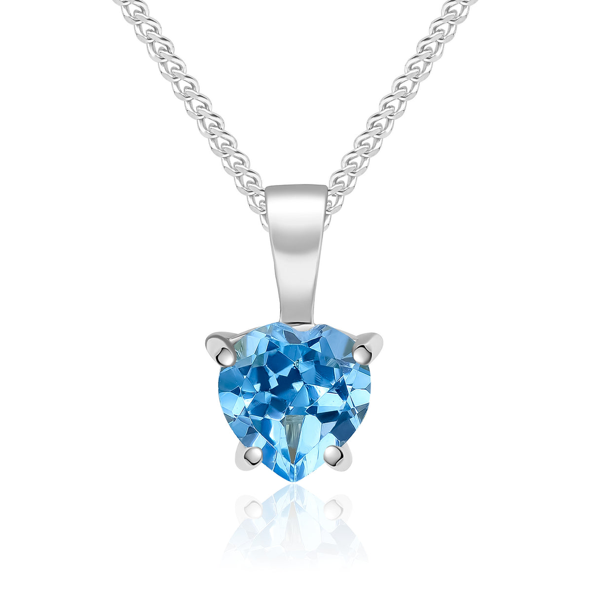 9CT WG 6MM HEARTSHAPE SWISS BLUE TOPAZ CLAW SET PENDANT