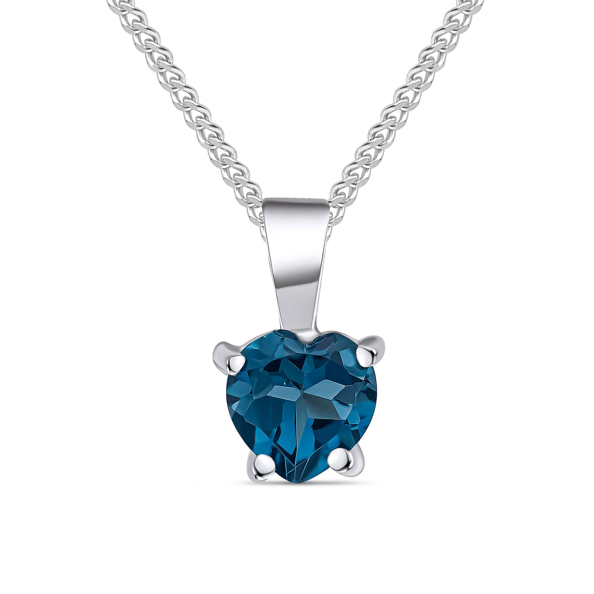 9CT WG 6MM HEARTSHAPE LONDON BLUE TOPAZ CLAW SET PENDANT