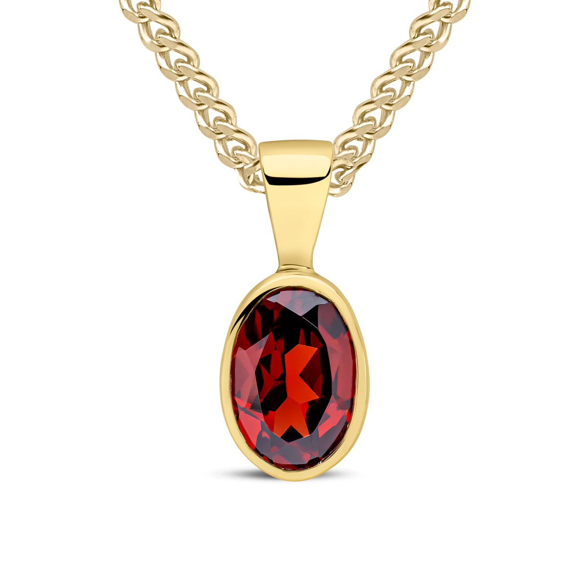 9CT YG 7X5MM OVAL GARNET RUBOVER PENDANT