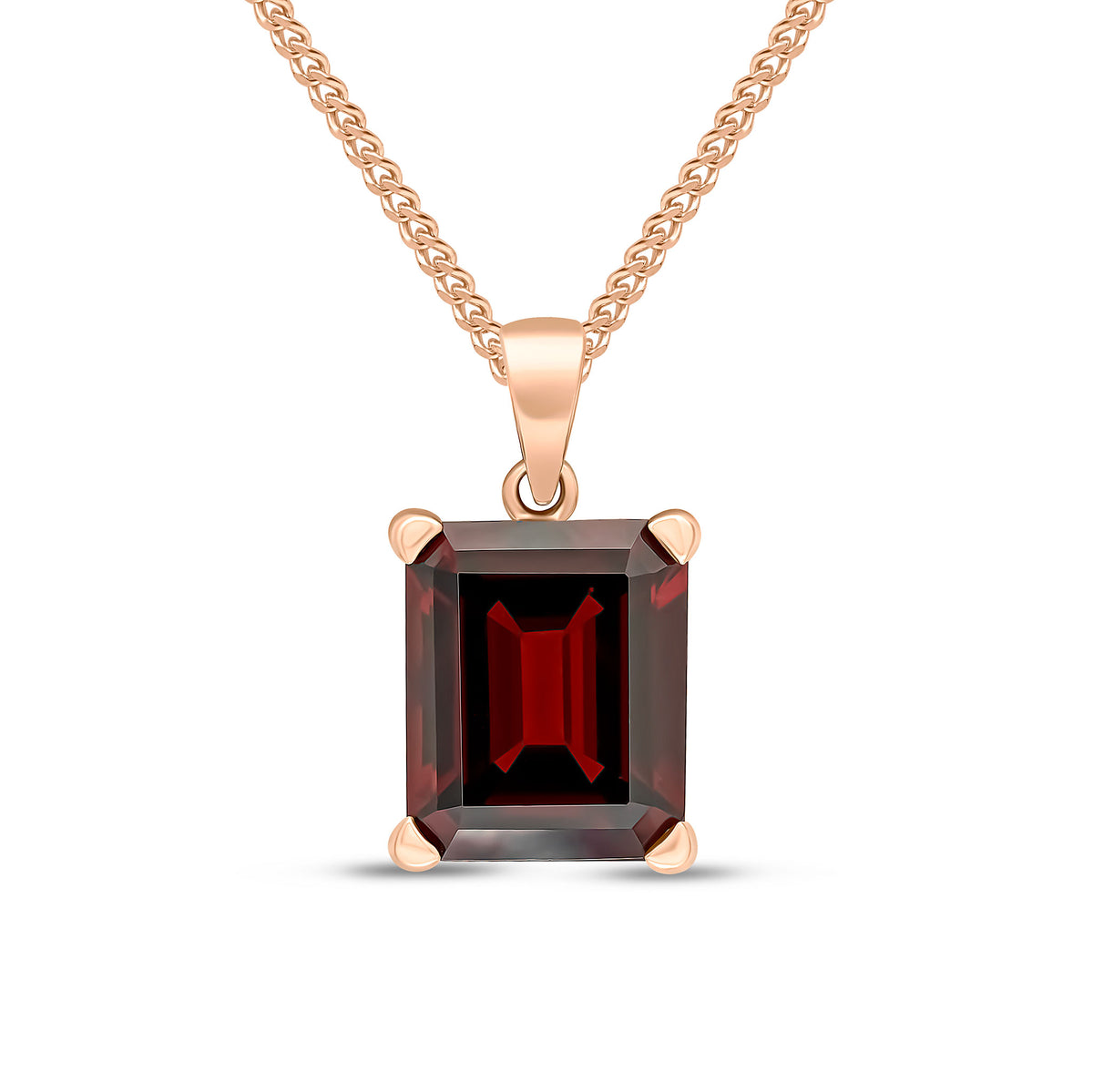 9CT RG 12X10 OCTAGON GARNET CLAW SET PENDANT