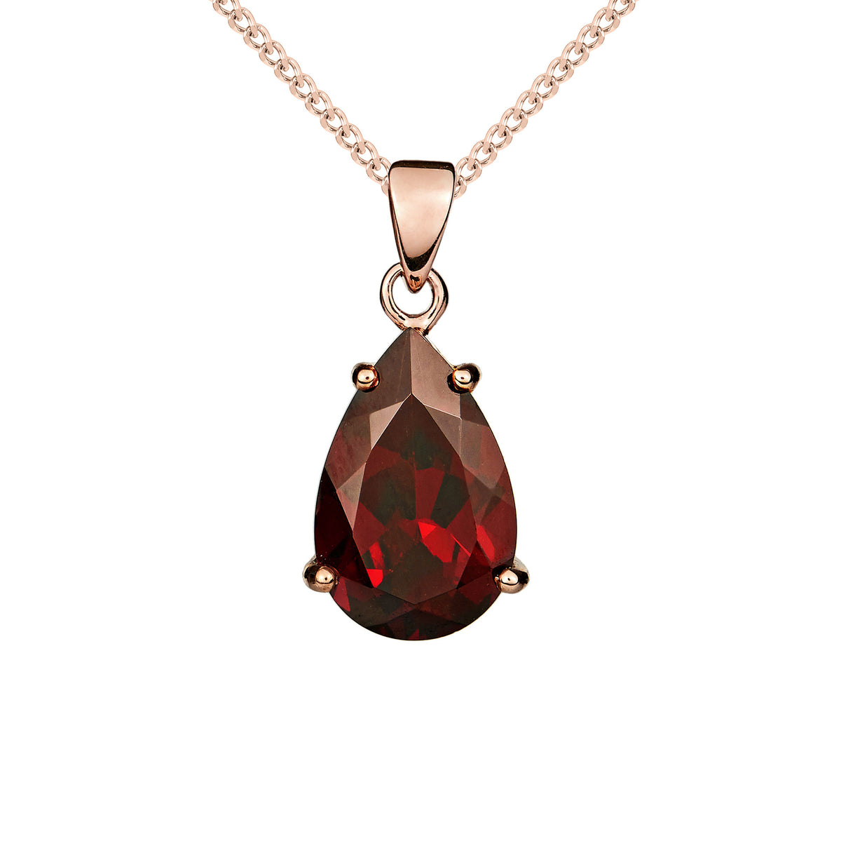 9CT RG 14X9 PEARSHAPE GARNET CLAW SET PENDANT