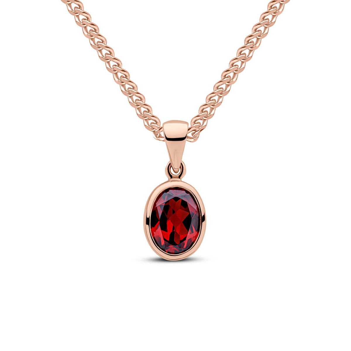 9CT RG 8X6 OVAL GARNET RUBOVER PENDANT