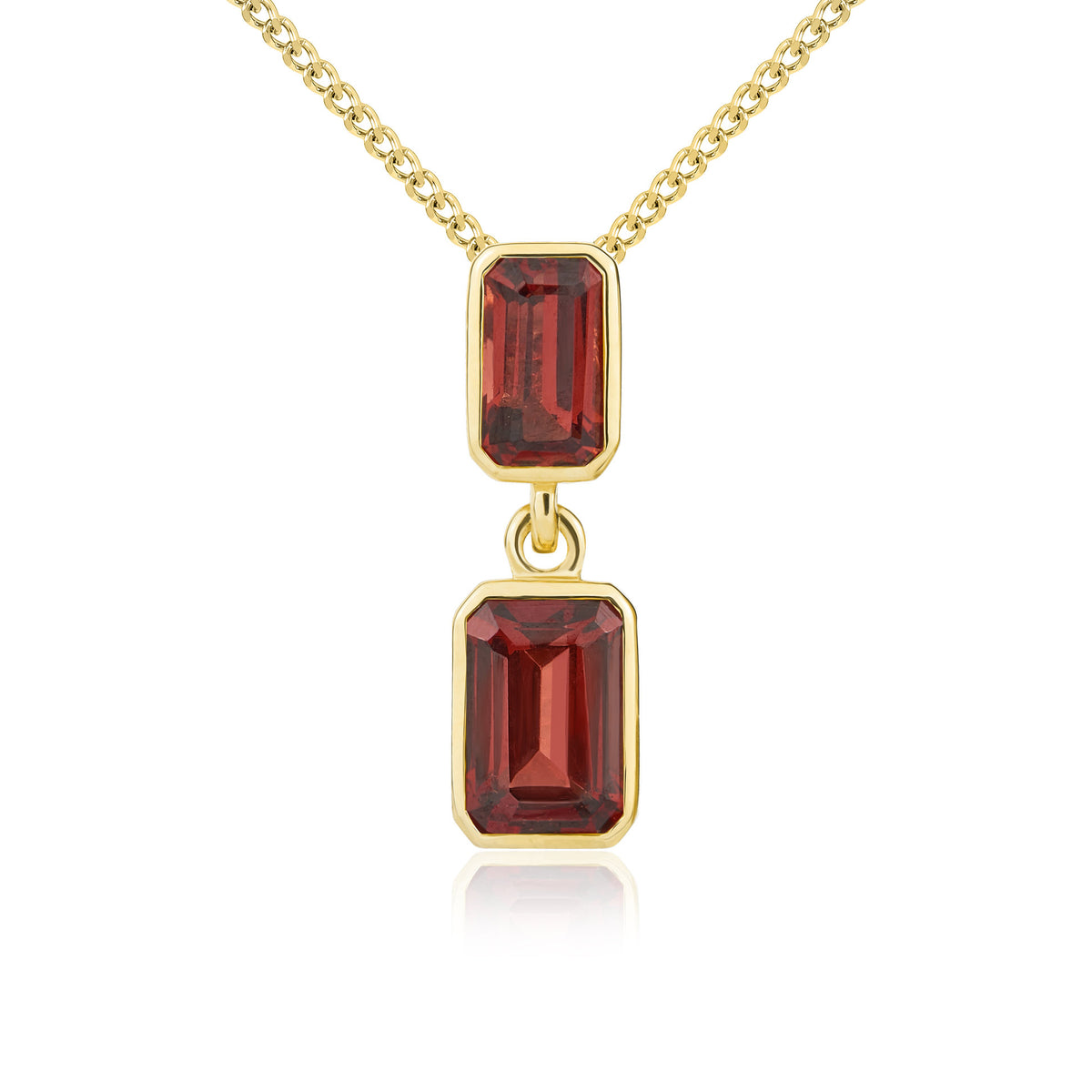 9CT YG OCTAGON GARNET 2ST RUBOVER PENDANT