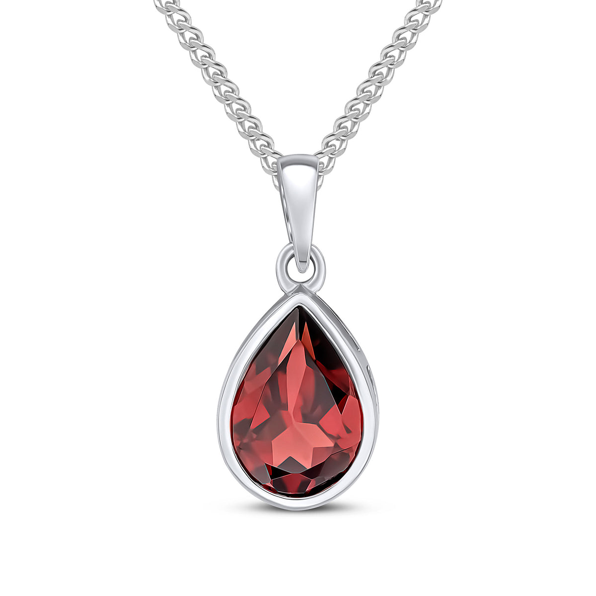 9CT WG 10X7 PEARSHAPE GARNET RUBOVER PENDANT