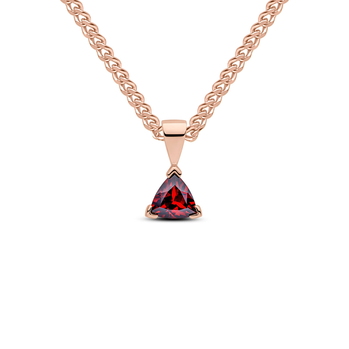 9CT RG 6MM TRILLIANT GARNET CLAW SET PENDANT