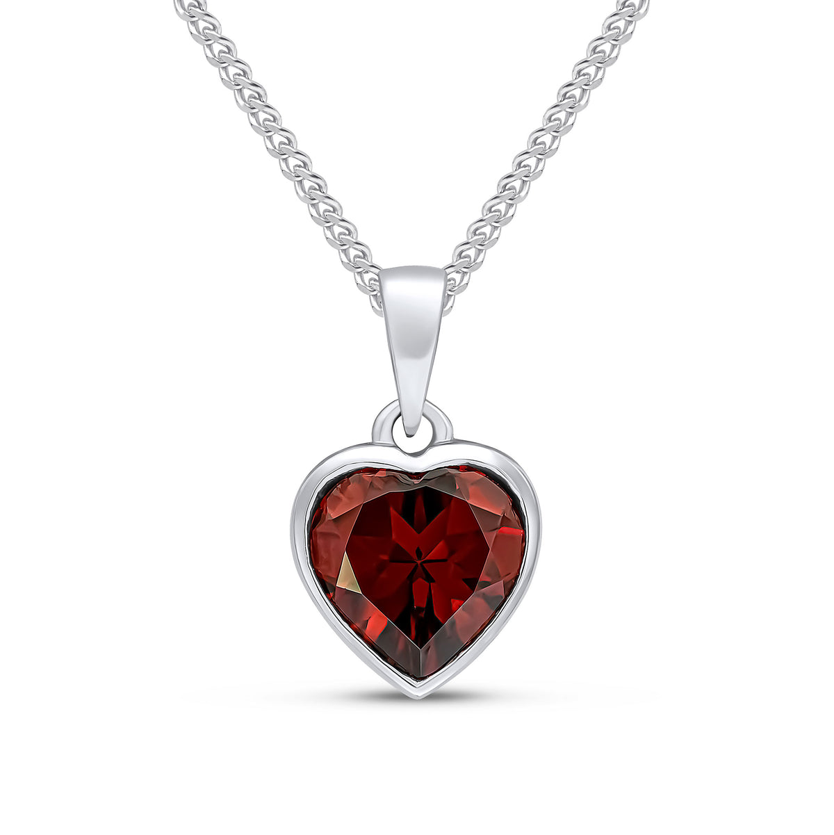 9CT WG 8MM HEARTSHAPE GARNET RUBOVER SINGLE STONE PENDANT