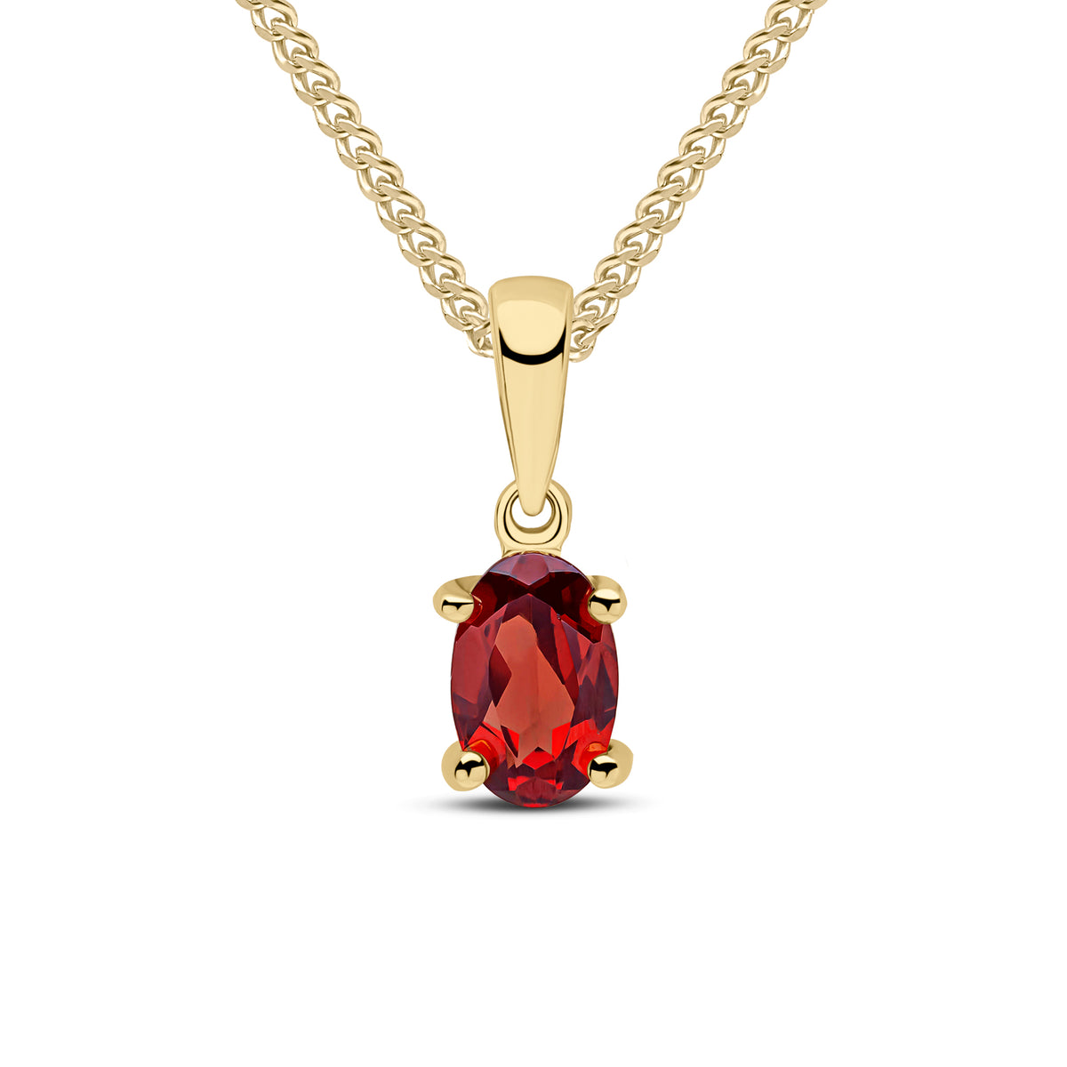 9CT YG 6X4 OVAL GARNET CLAW PENDANT