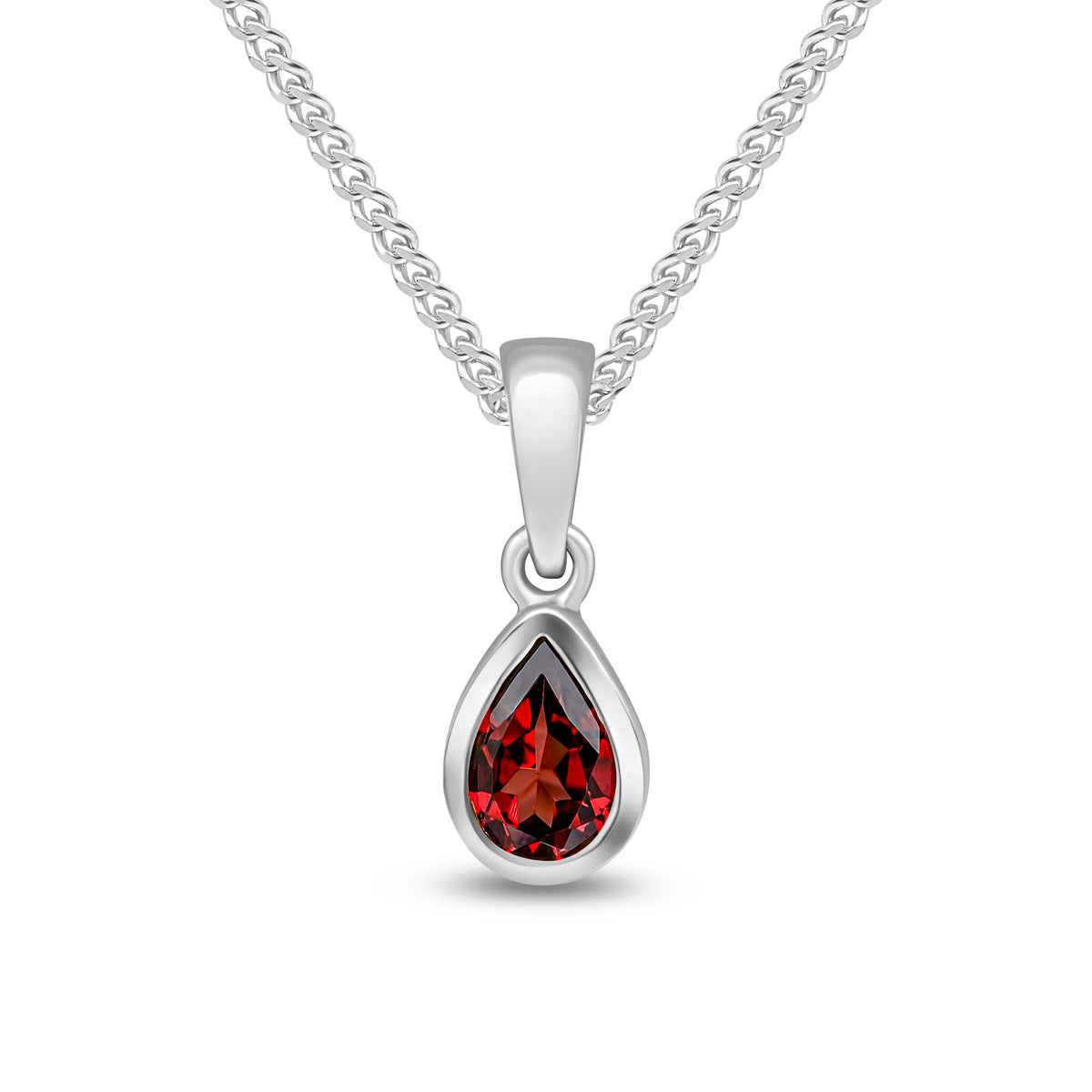 9CT WG 6X4 PEARSHAPE GARNET RUBOVER SINGLE STONE PENDANT