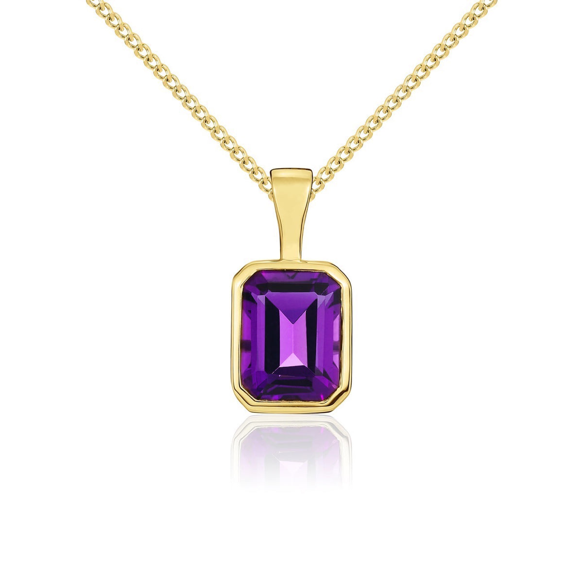 9CT YG 8X6 OCTAGON AMETHYST RUBOVER PENDANT