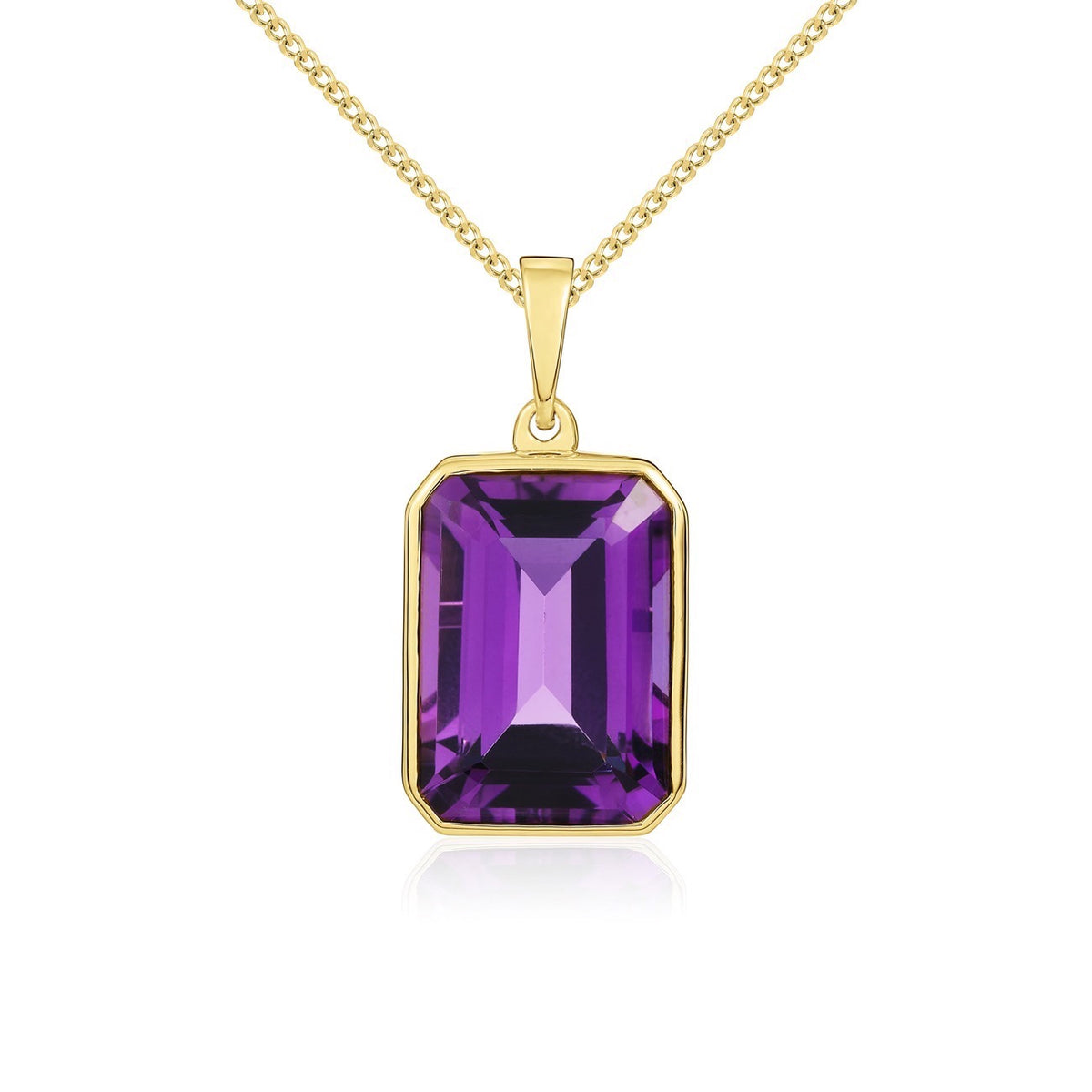 9CT YG 14X10 OCTAGON AMETHYST RUBOVER PENDANT