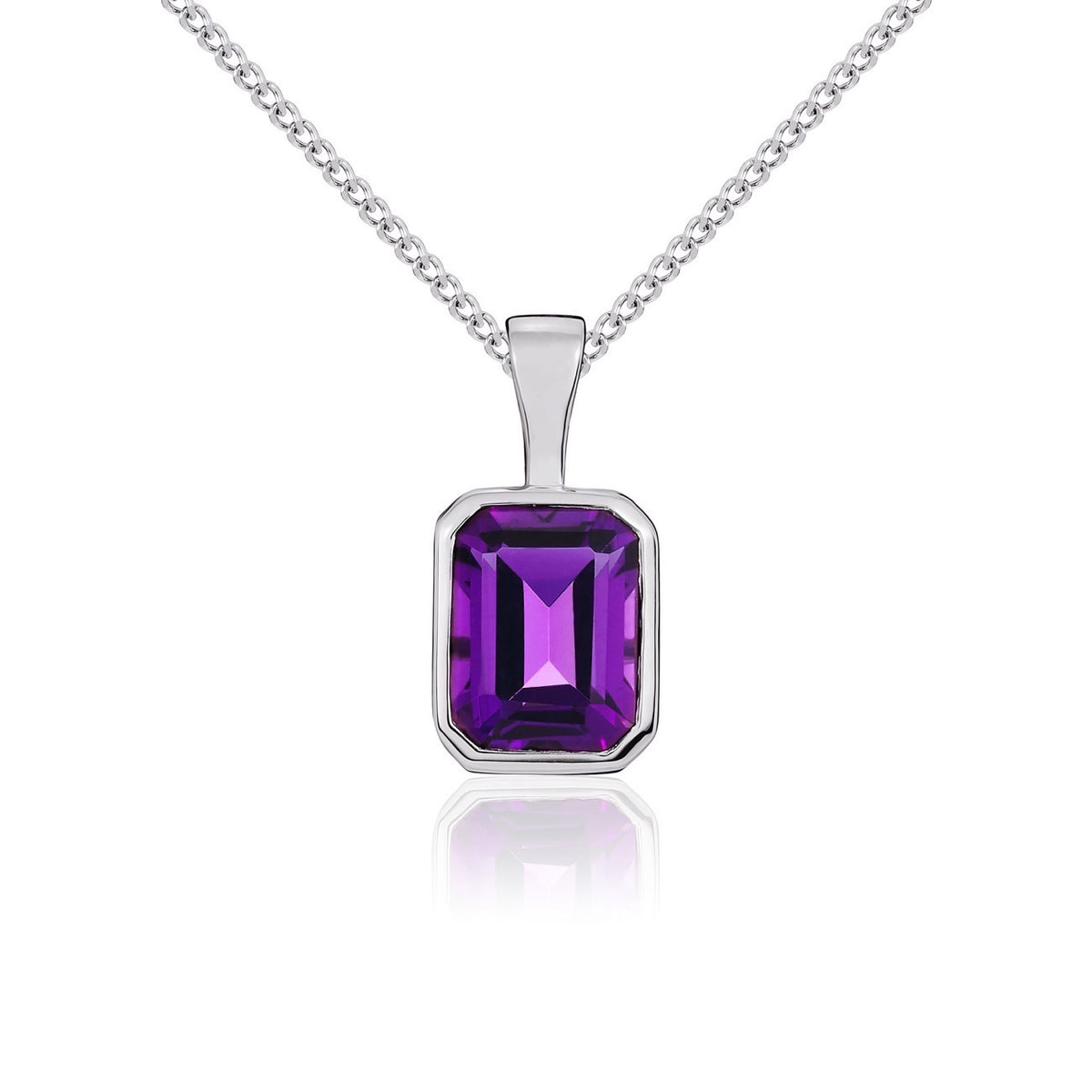 9CT WG 8X6 OCTAGON AMETHYST RUBOVER PENDANT