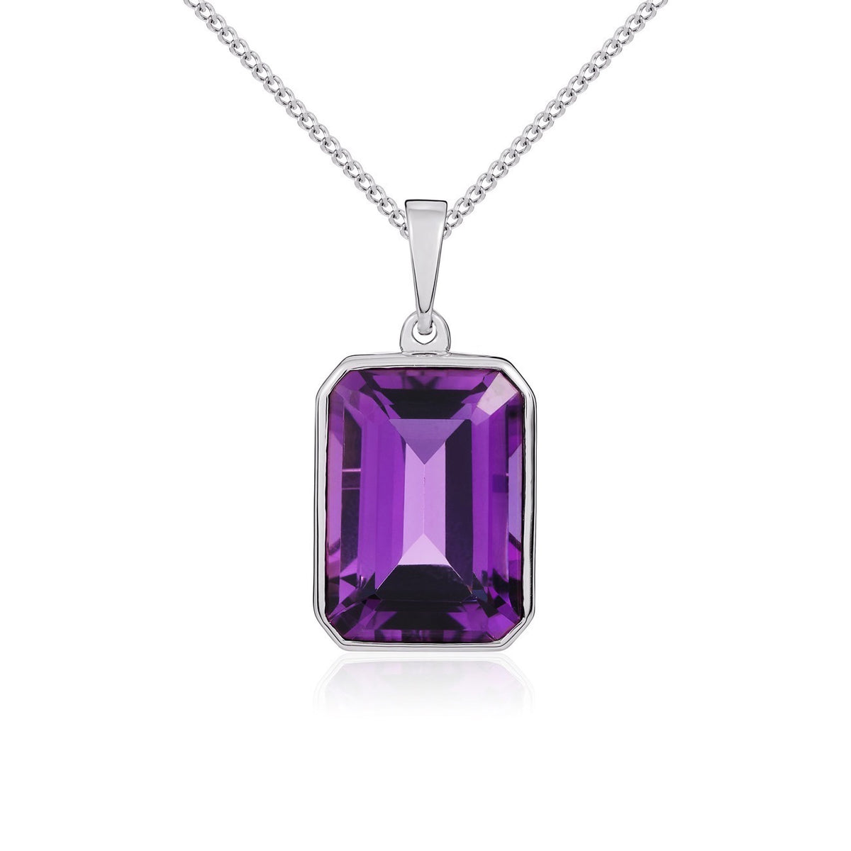 9CT WG 14X10 OCTAGON AMETHYST RUBOVER PENDANT