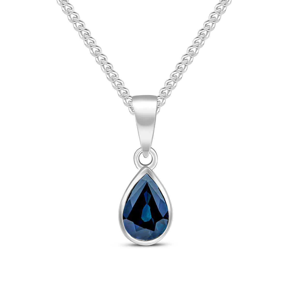 9CT WG 7X5 PEARSHAPE SAPPHIRE RUBOVER PENDANT