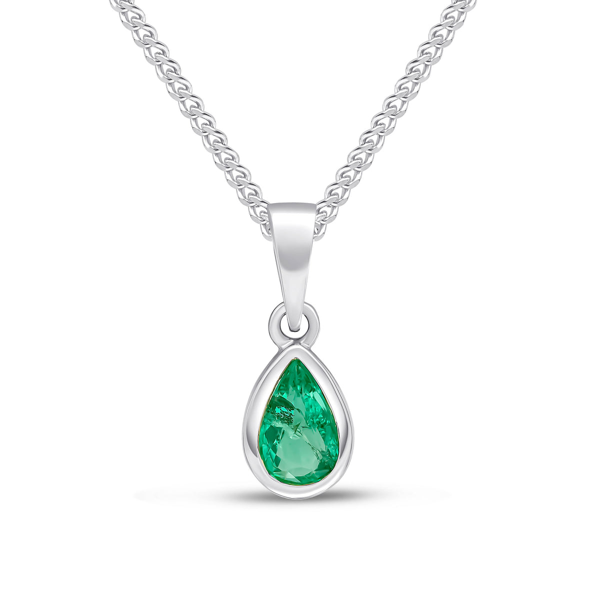 9CT WG 6X4 PEARSHAPE EMERALD RUBOVER SINGLE STONE PENDANT
