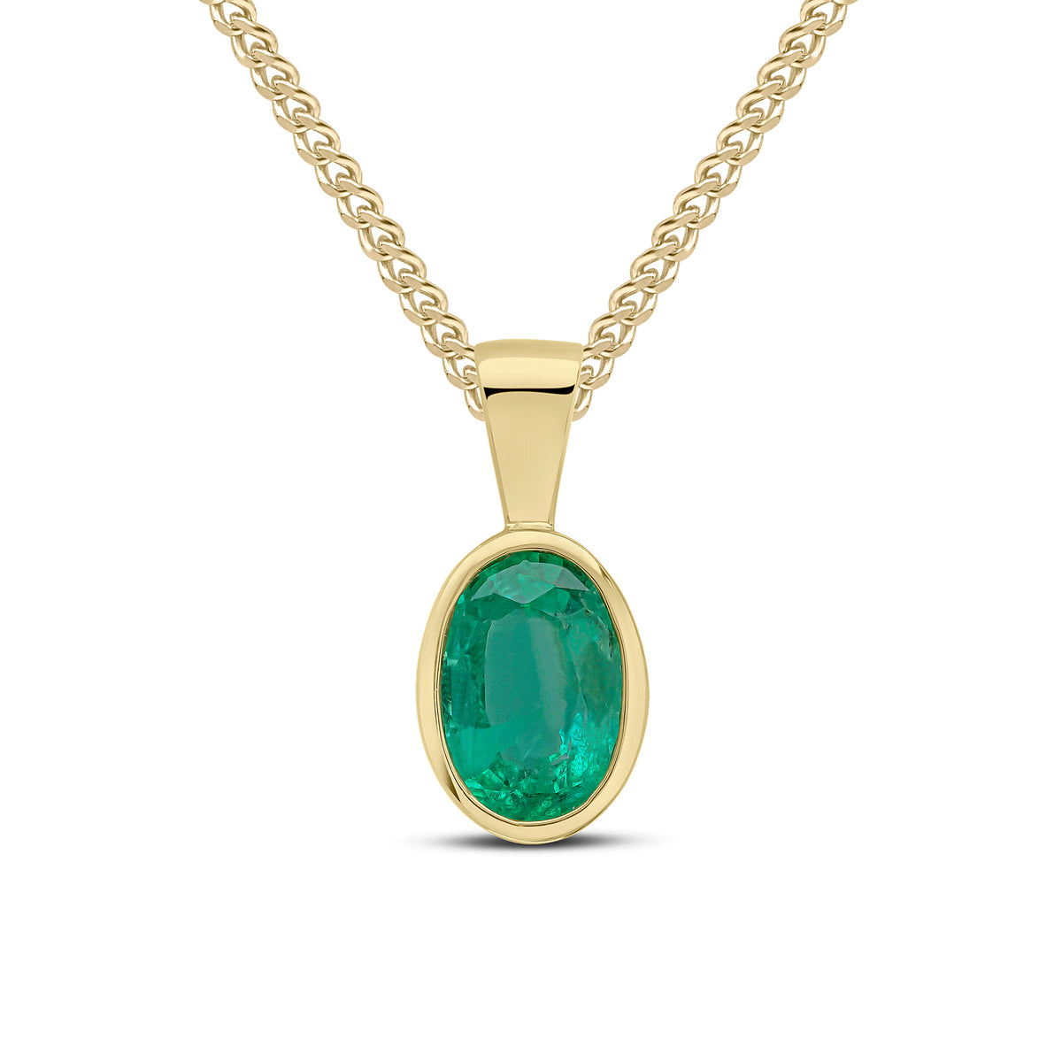 9CT YG 7X5 OVAL EMERALD RUBOVER PENDANT
