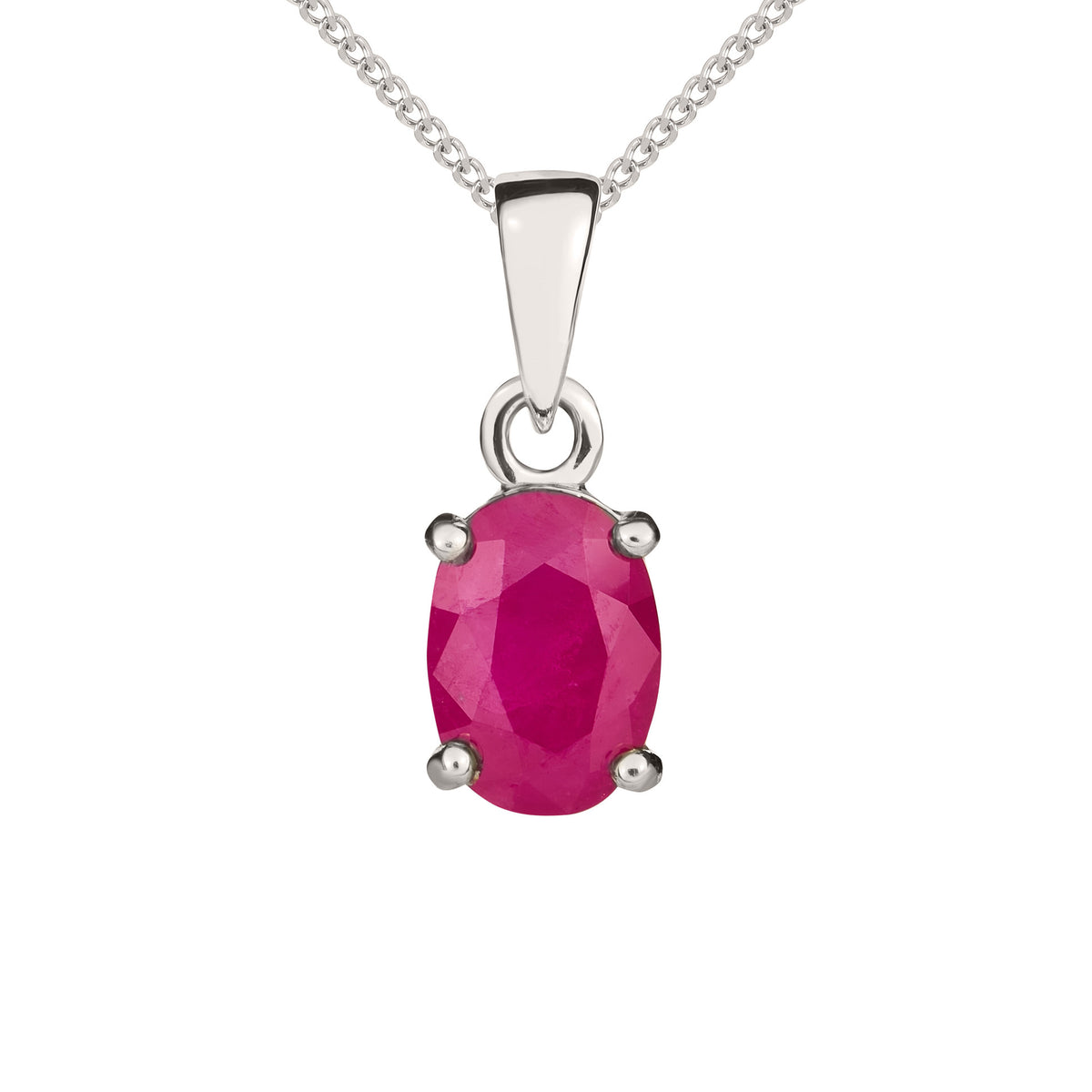 9CT WG 7X5 OVAL RUBY CLAW SET PENDANT