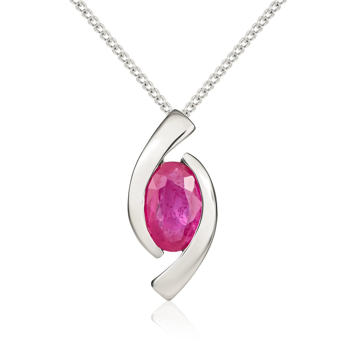 9CT WG 6X4 OVAL RUBY 'EYE' PENDANT