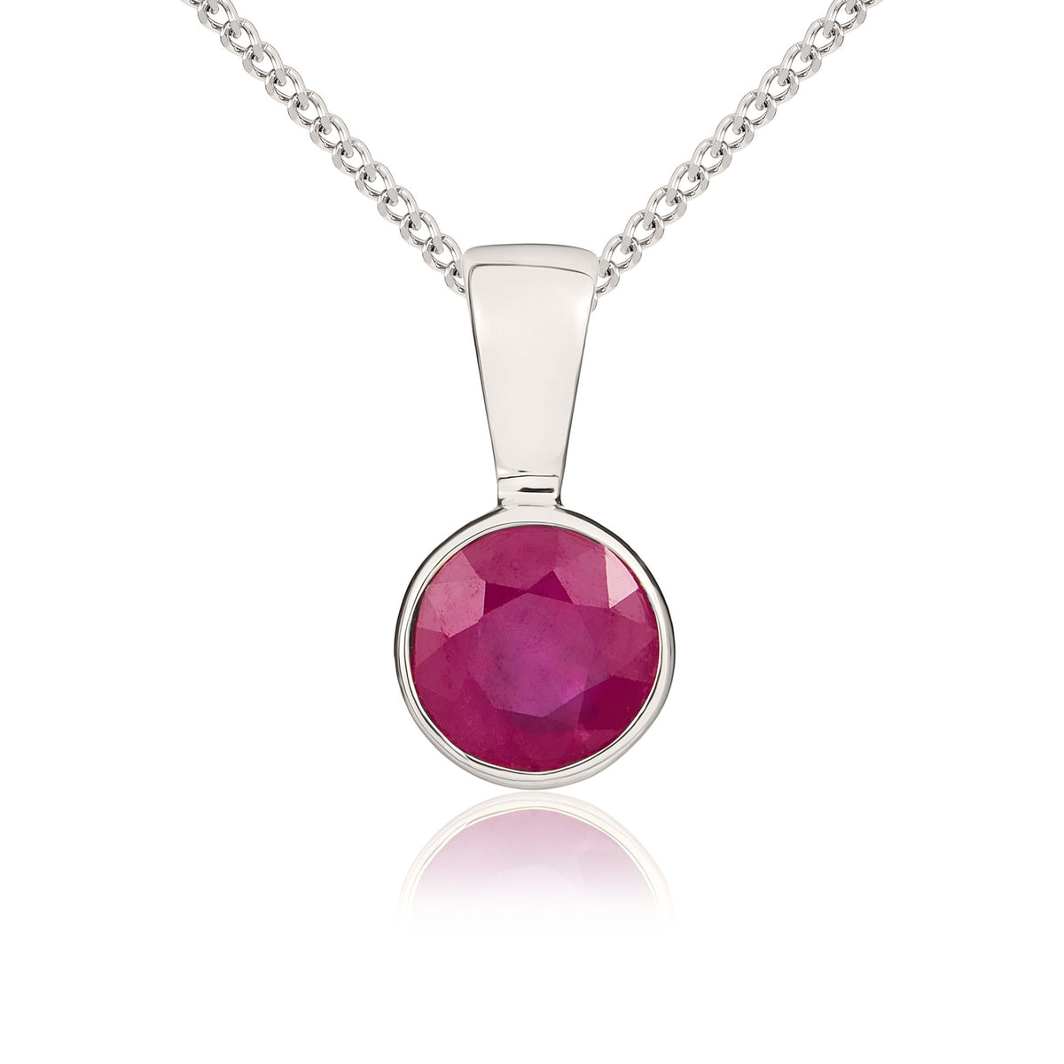 9CT WG 5MM ROUND RUBY RUBOVER PENDANT